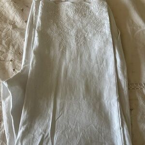 Chico’s size 2 linen wide leg with embroidered hem detailing